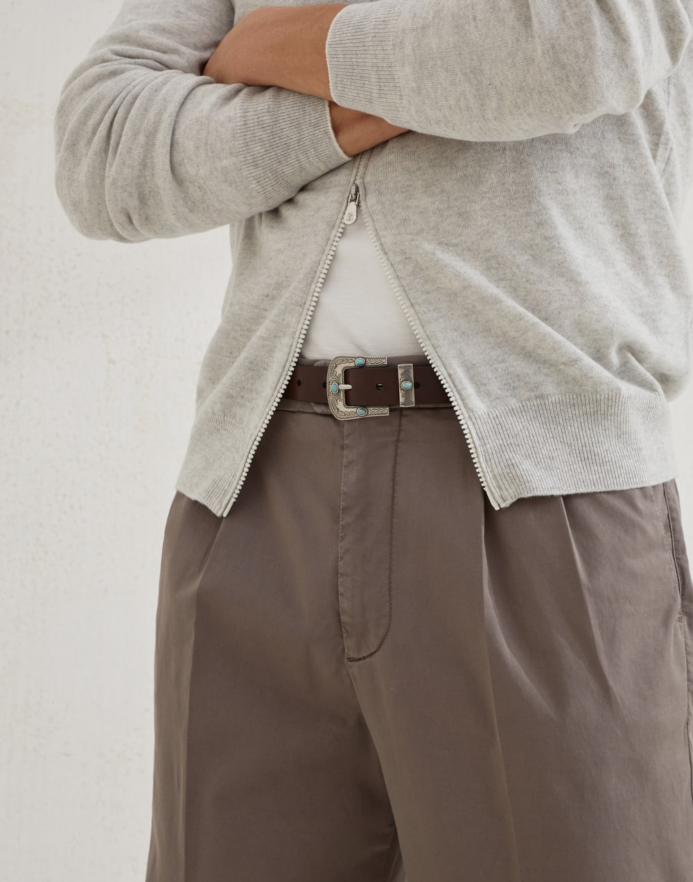 Comfort gabardine trousers Taupe Man - Brunello Cucinelli