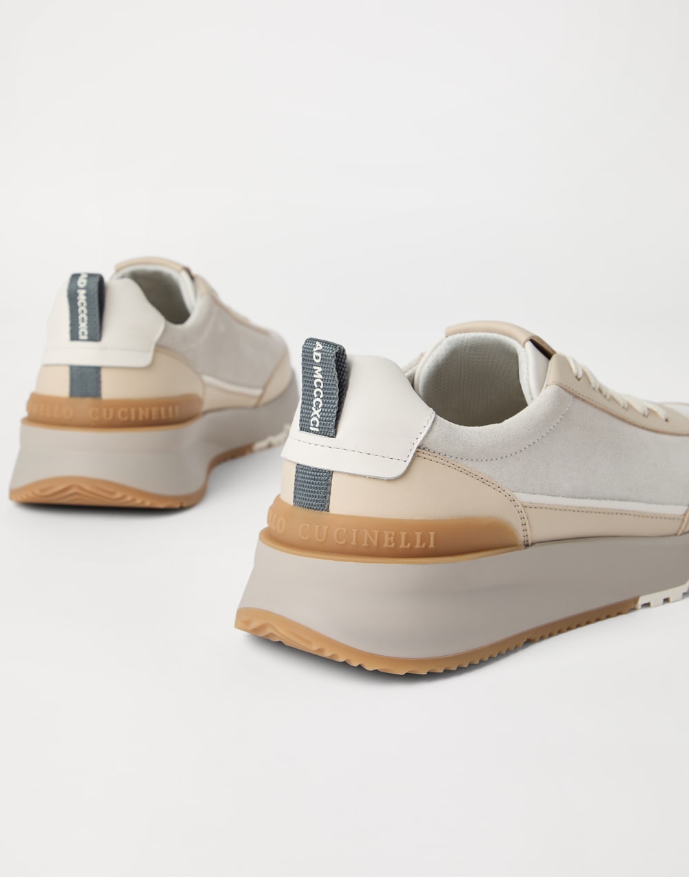 Suede and calfskin runners Chalk Man - Brunello Cucinelli