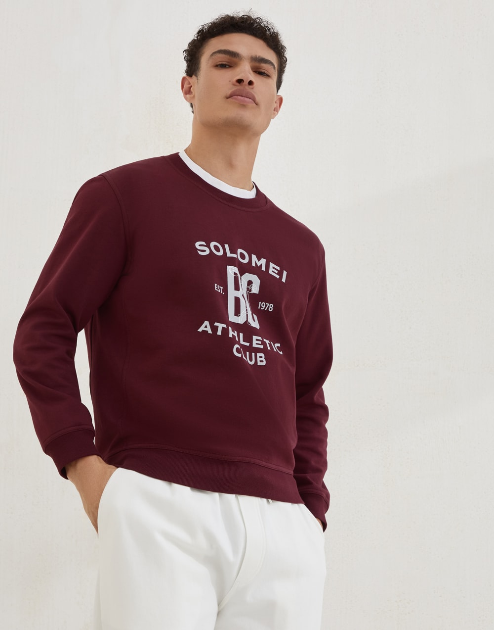 Sweatshirt with print Amaranth Man - Brunello Cucinelli