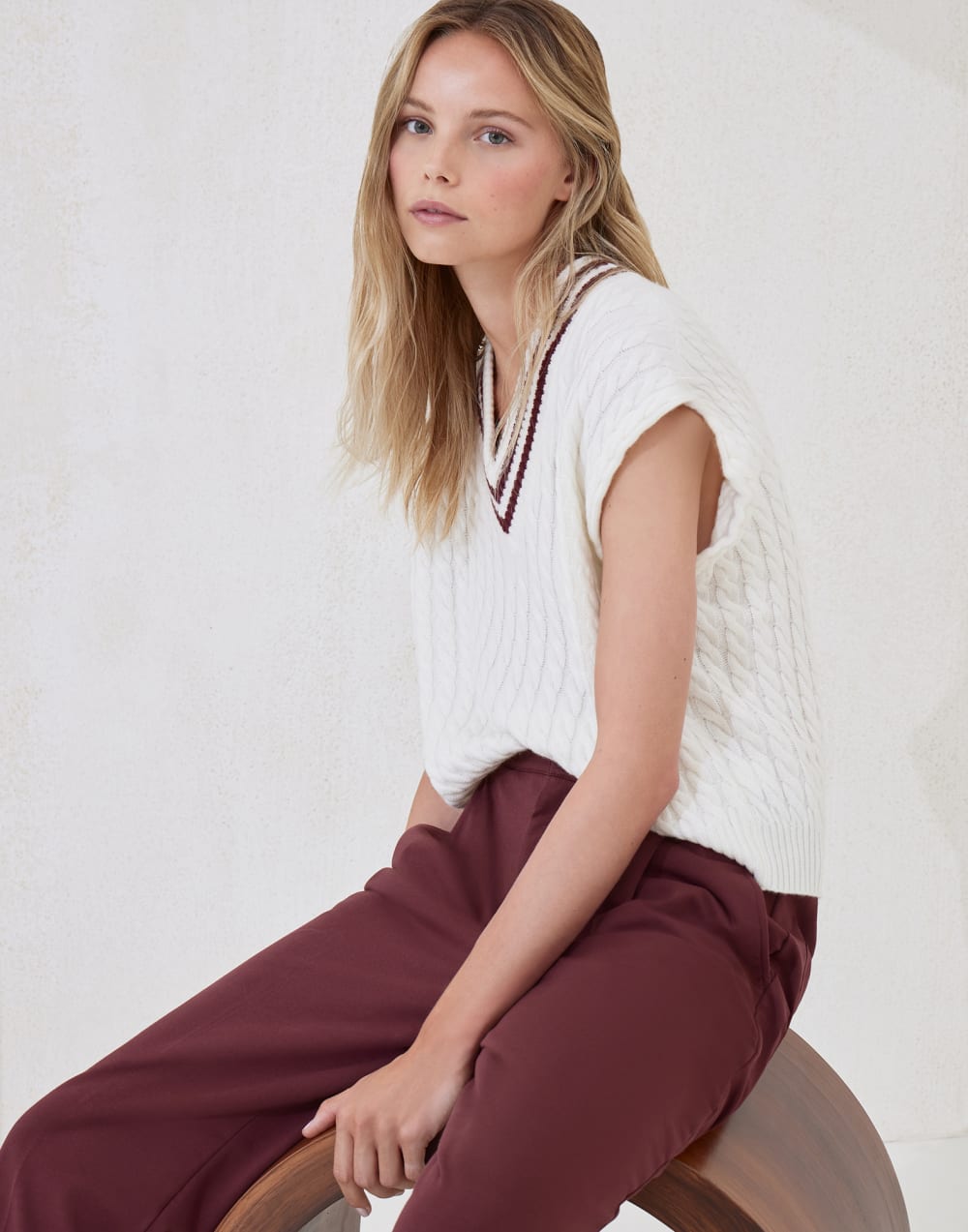 Cashmere knit sweater vest with logo Panama Woman - Brunello Cucinelli