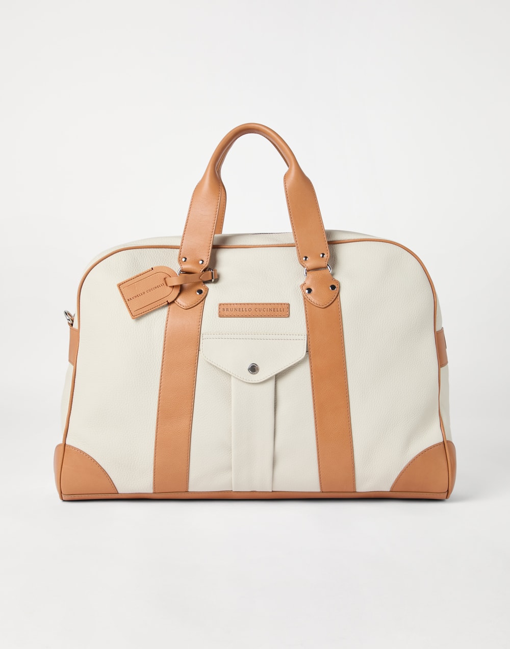 Grained calfskin street bag Ivory Man - Brunello Cucinelli