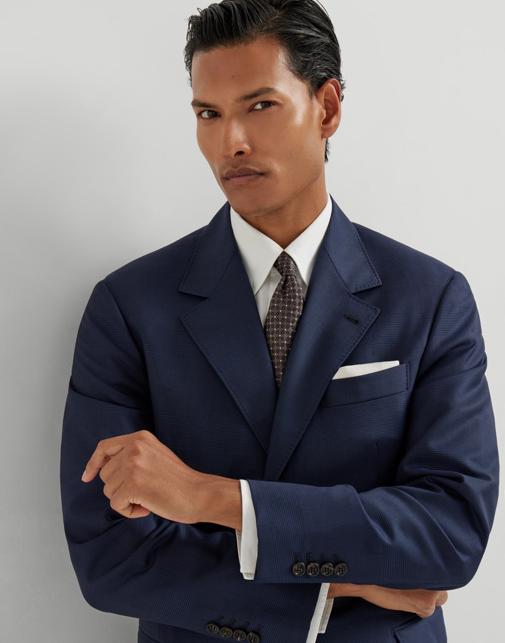 Necktie with jacquard pattern Hazelnut Man - Brunello Cucinelli