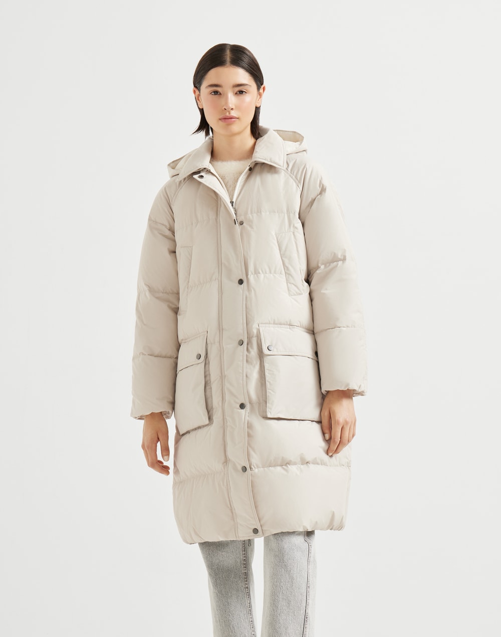 Water-resistant taffeta down jacket Light Grey Woman - Brunello Cucinelli