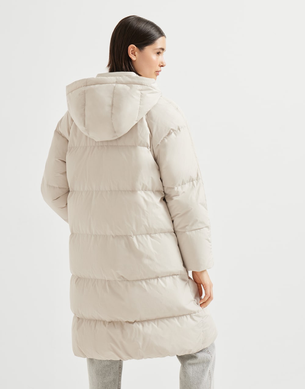 Daunenjacke aus wasserabweisendem Taft Hellgrau Damen - Brunello Cucinelli