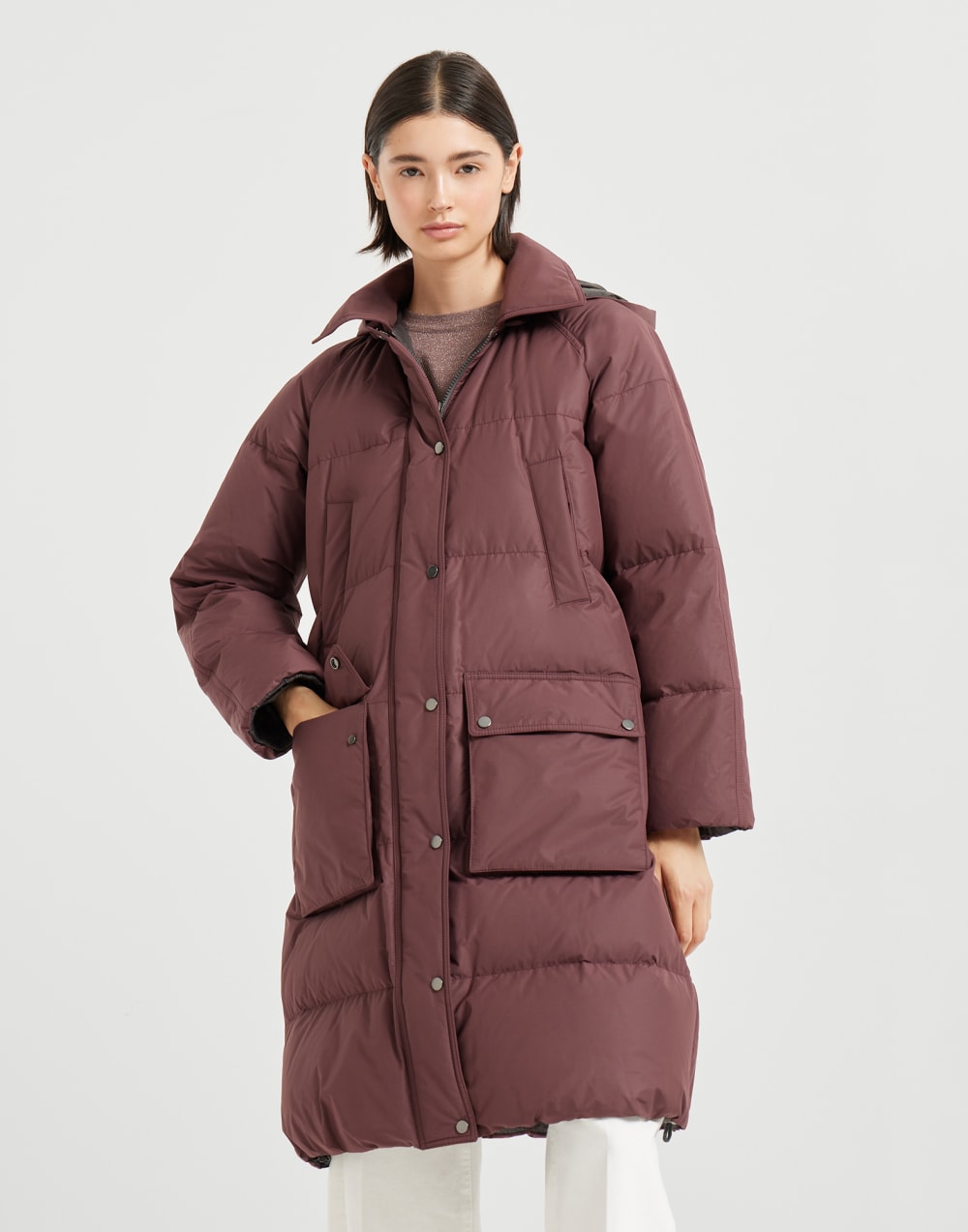 Water-resistant taffeta down jacket Purple Woman - Brunello Cucinelli