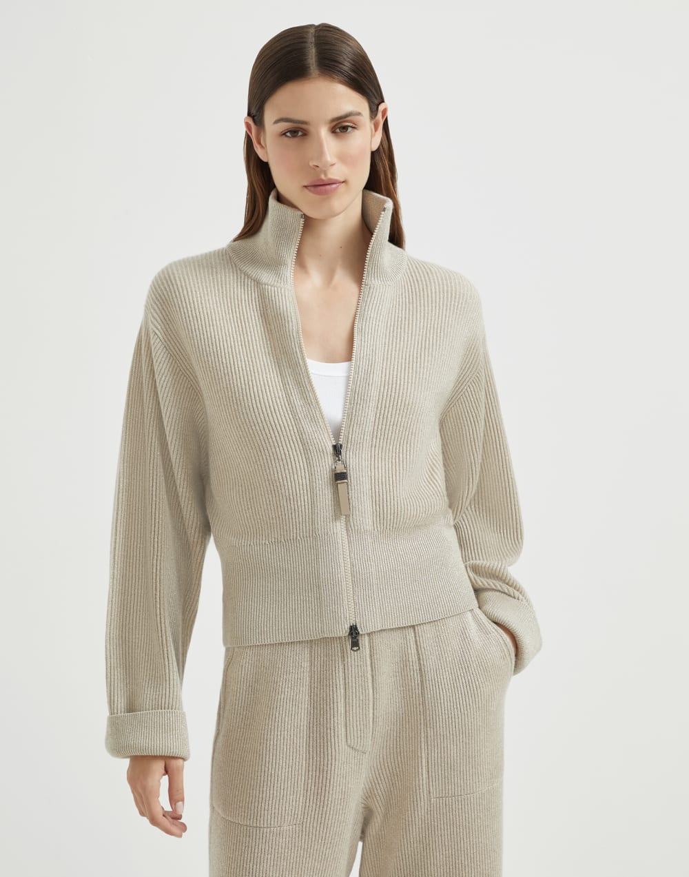 Cárdigan de cachemir Sparkling Beige Claro Mujer - Brunello Cucinelli