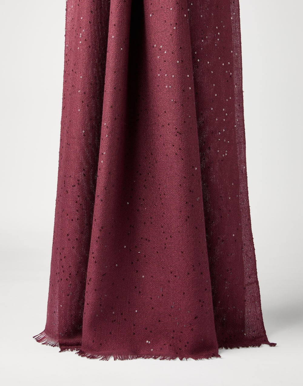 羊绒和亮丝绸料围巾 苋菜紫 女款 - Brunello Cucinelli