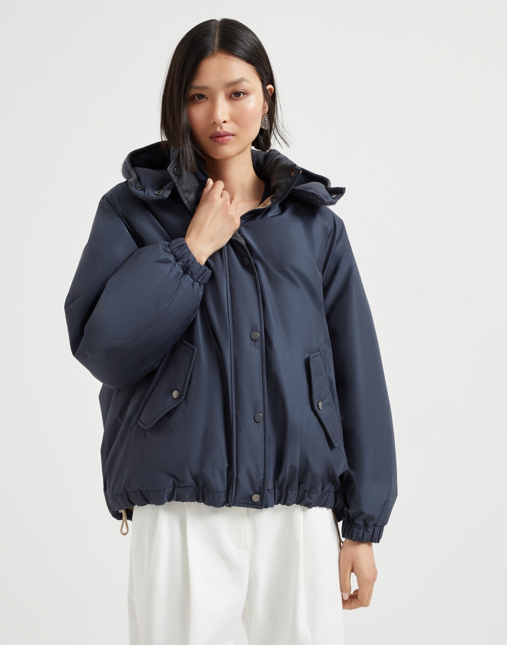Water-resistant taffeta down jacket Blue Woman - Brunello Cucinelli