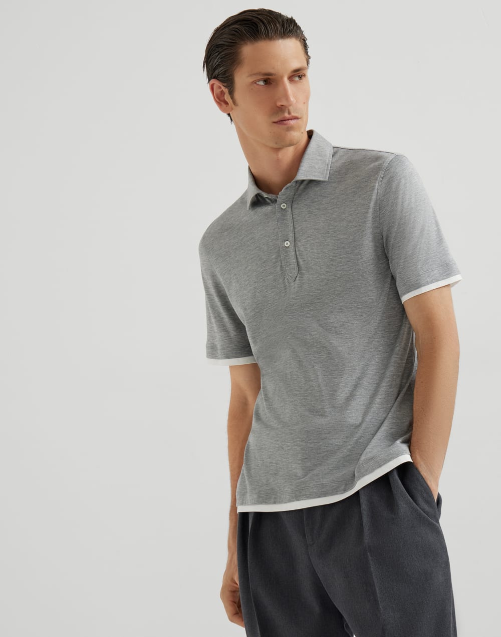 Jersey polo shirt Grey Man - Brunello Cucinelli