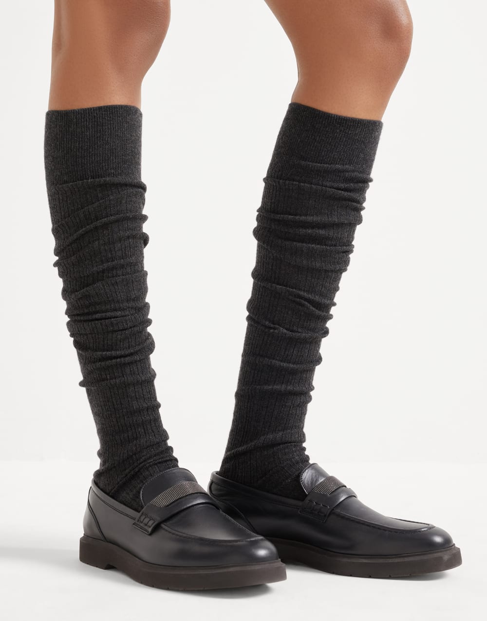 Cashmere knit socks Anthracite Woman - Brunello Cucinelli