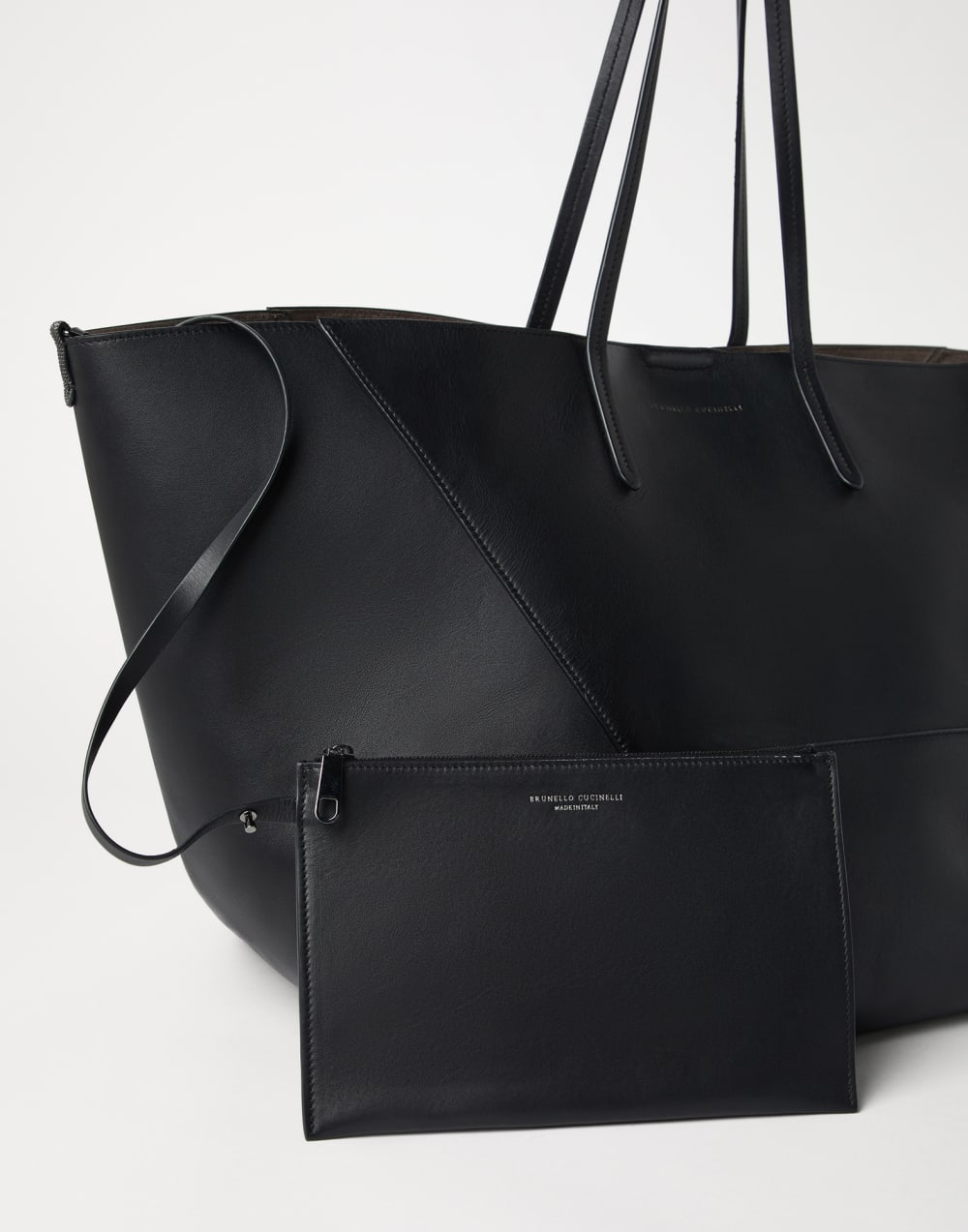 Bolso BC Duo grande en piel de becerro Negro Mujer - Brunello Cucinelli