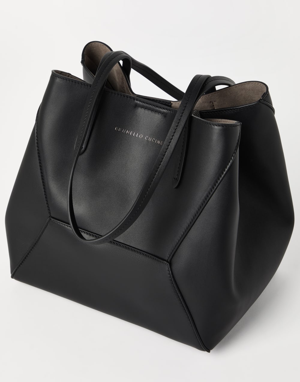 Bolso BC Duo grande en piel de becerro Negro Mujer - Brunello Cucinelli