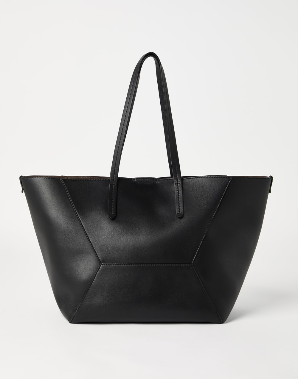 Bolso BC Duo grande en piel de becerro Negro Mujer - Brunello Cucinelli