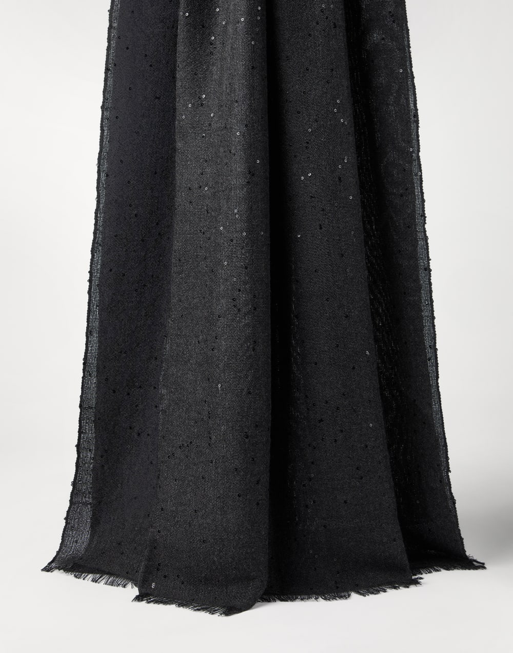 羊绒和亮丝绸料围巾 褐煤灰 女款 - Brunello Cucinelli