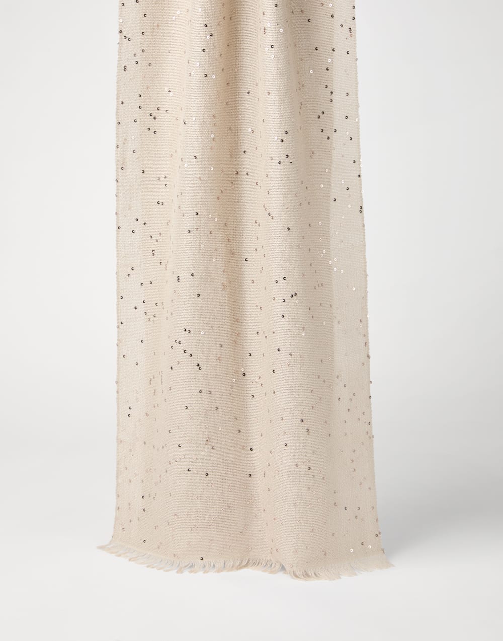 Cashmere and silk Diamond yarn scarf Beige Silk Woman - Brunello Cucinelli