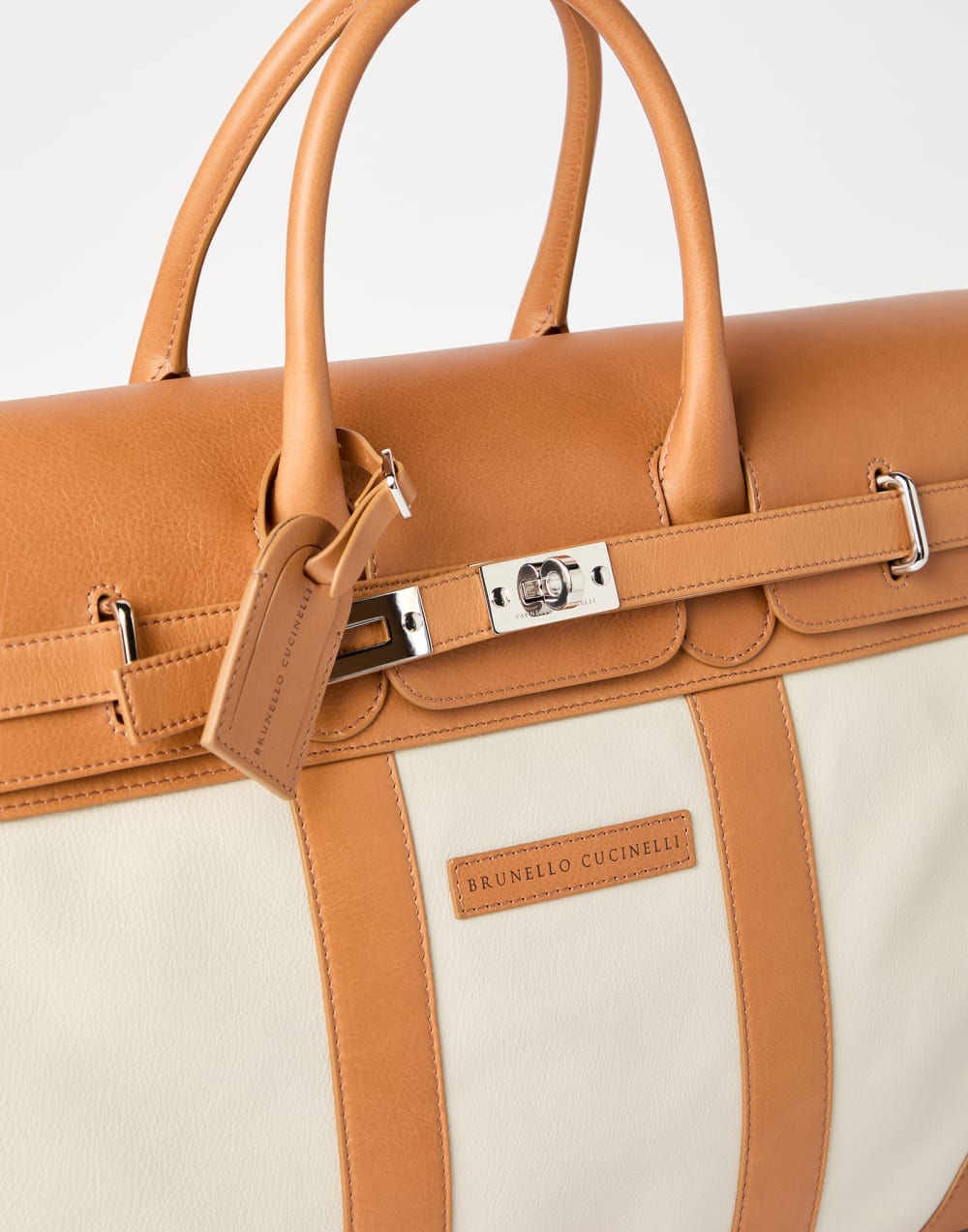 Calfskin and cowhide bag Ivory Man - Brunello Cucinelli