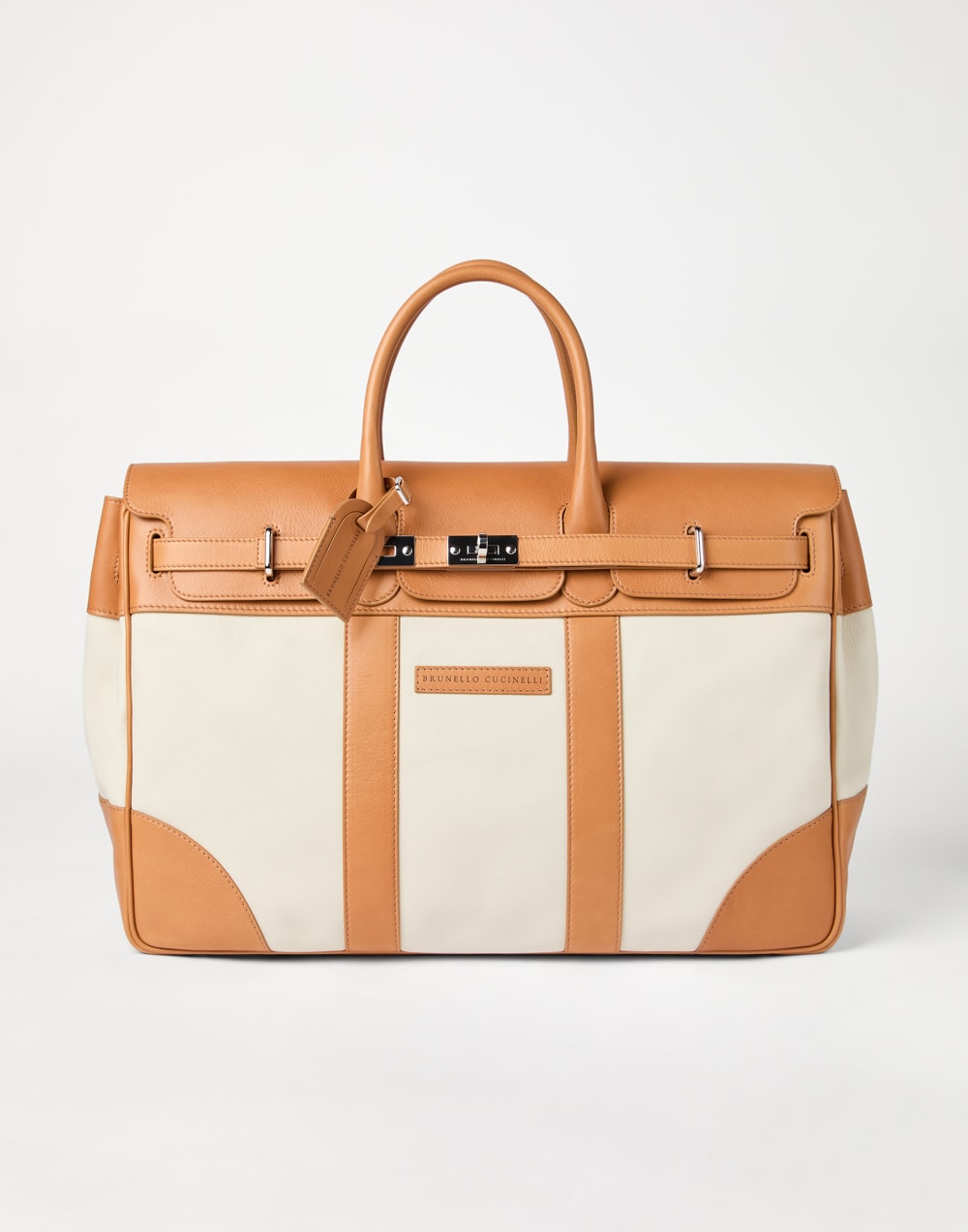 Calfskin and cowhide bag Ivory Man - Brunello Cucinelli