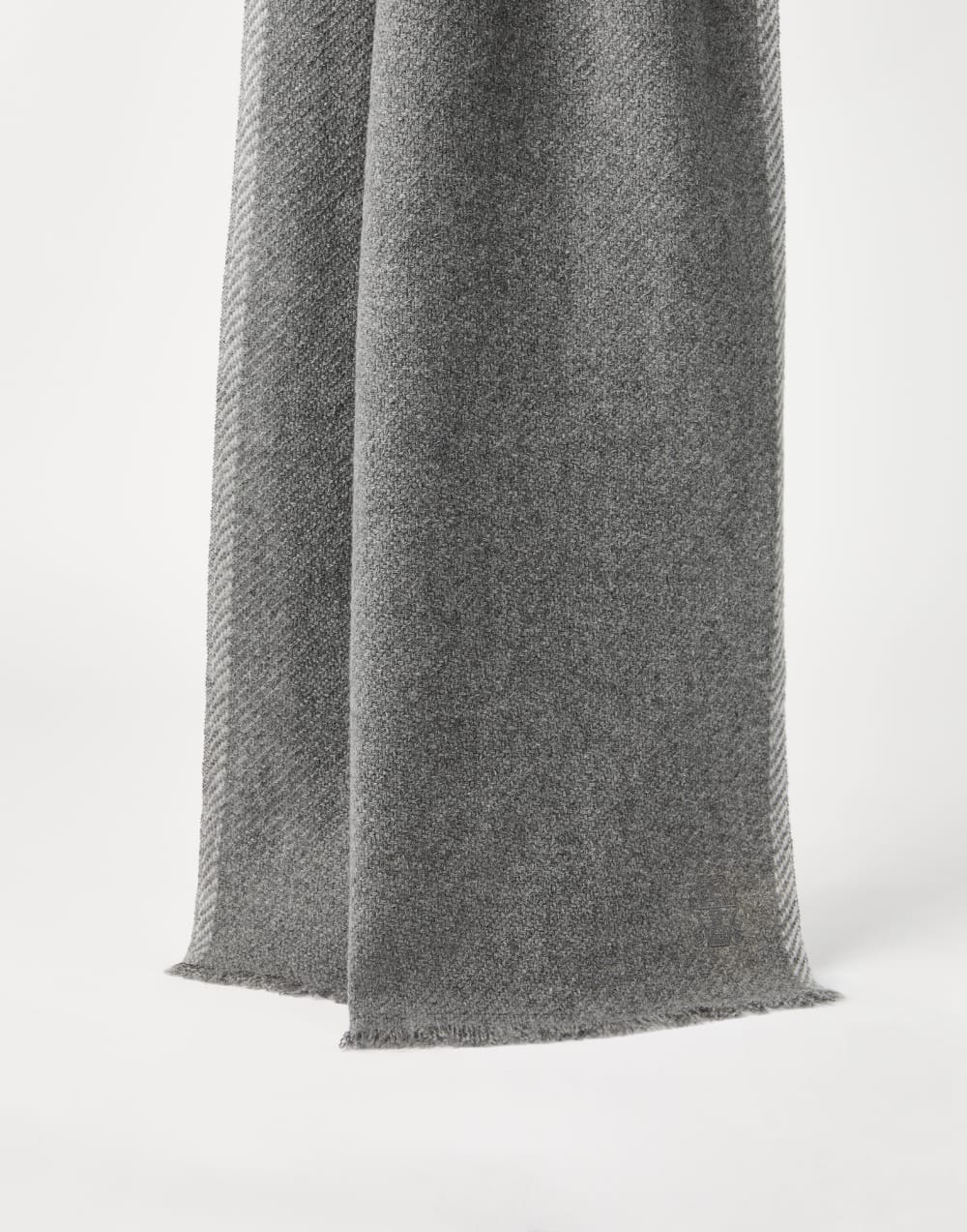 羊绒围巾 中灰 男款 - Brunello Cucinelli