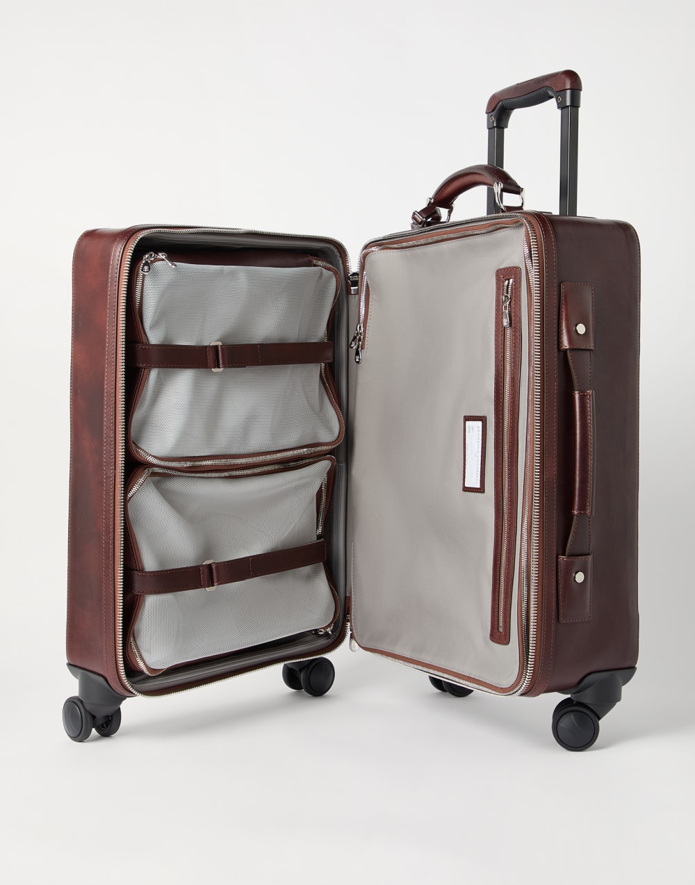 Burnished calfskin suitcase Burgundy Man - Brunello Cucinelli