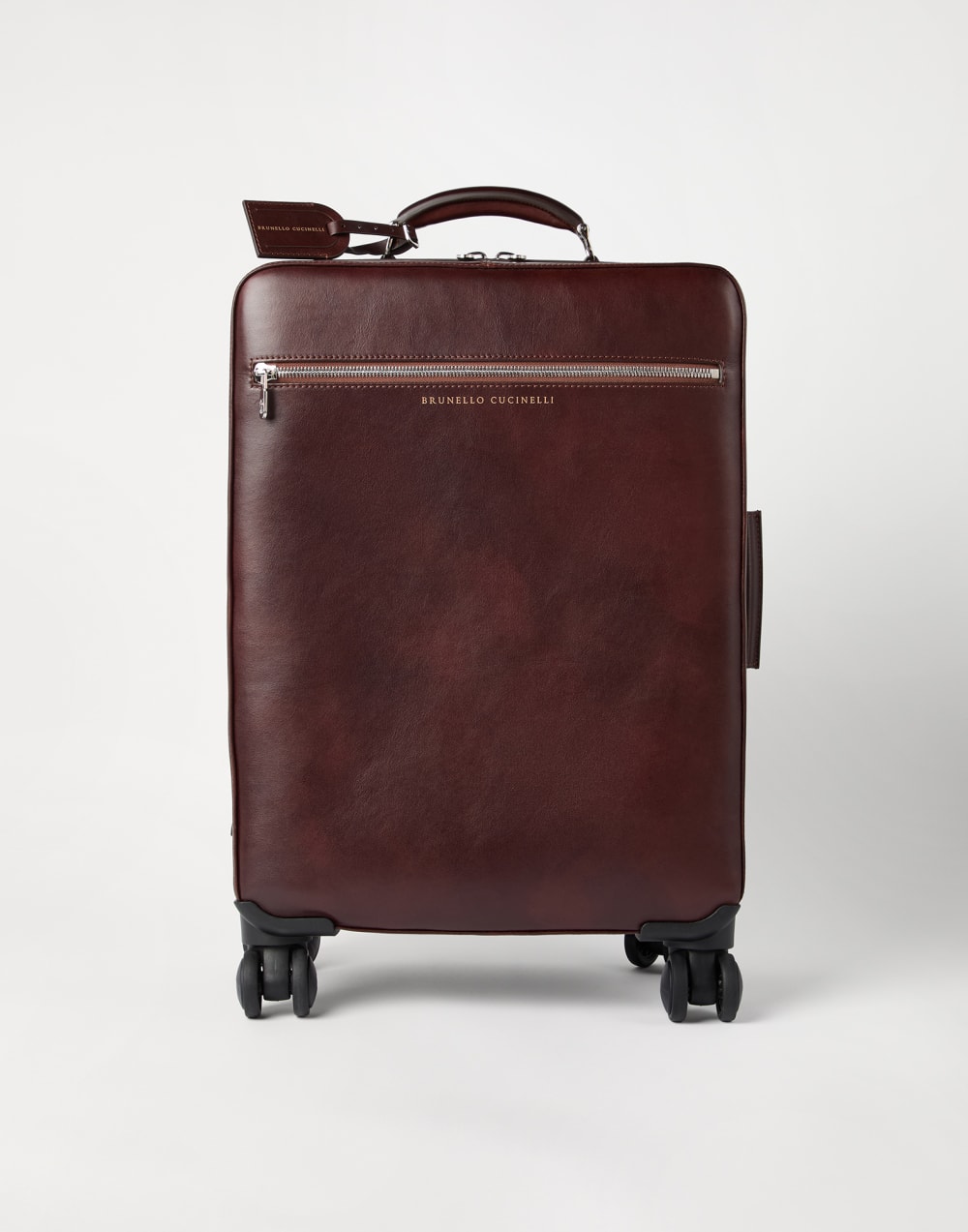 Burnished calfskin suitcase Burgundy Man - Brunello Cucinelli