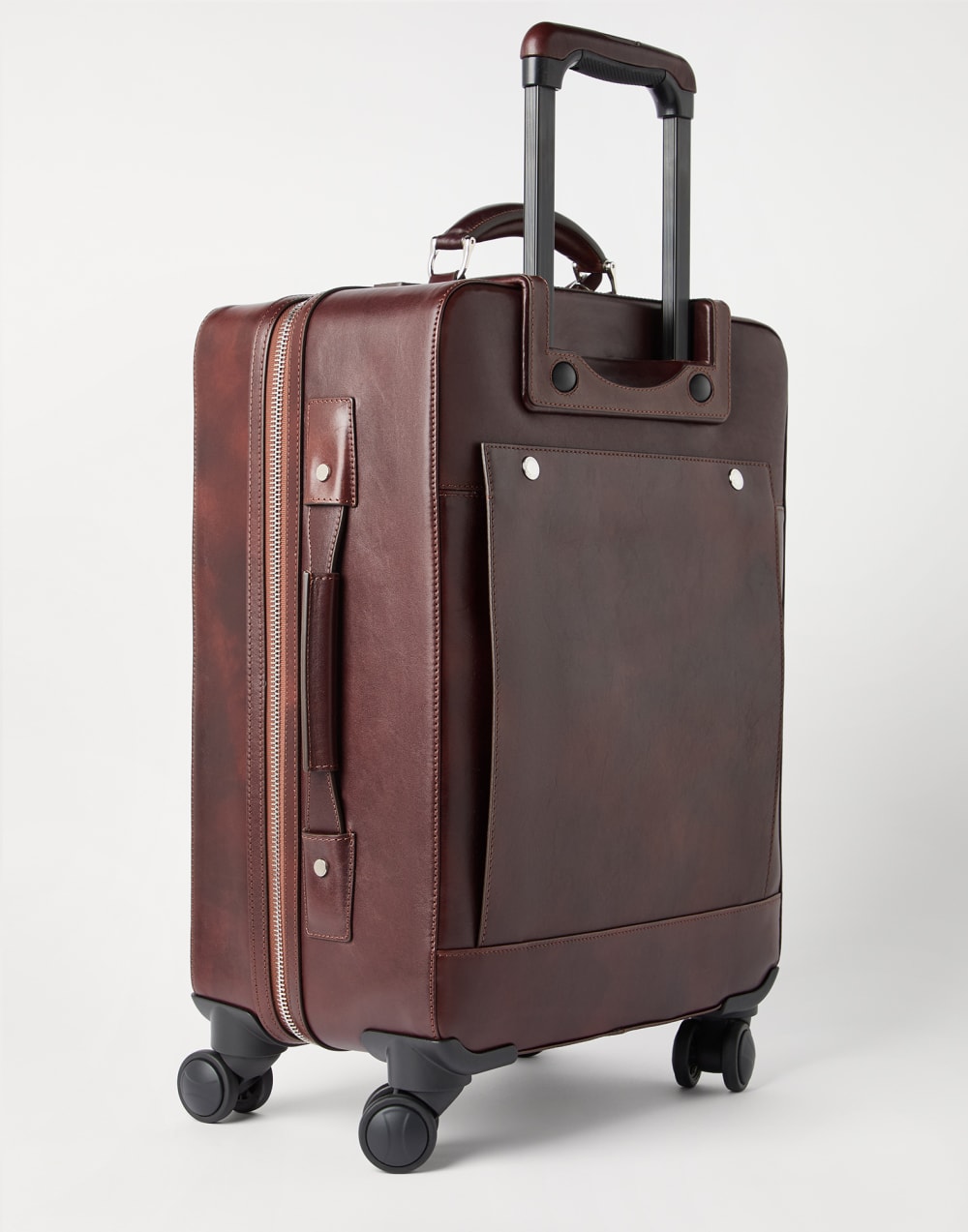 Burnished calfskin suitcase Burgundy Man - Brunello Cucinelli