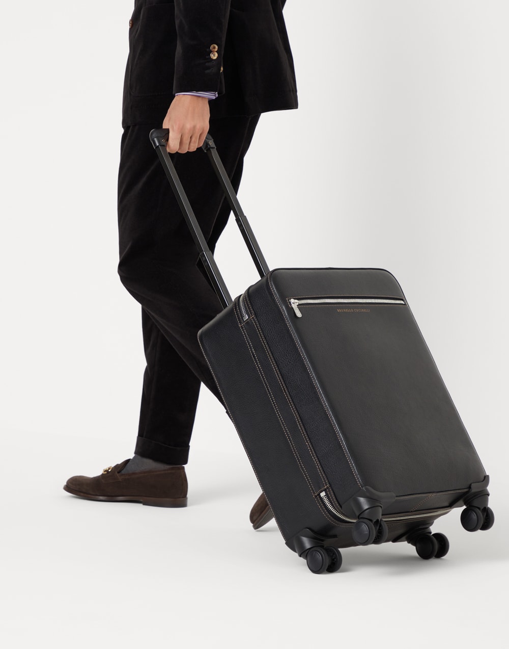 Grained calfskin trolley bag Black Man - Brunello Cucinelli