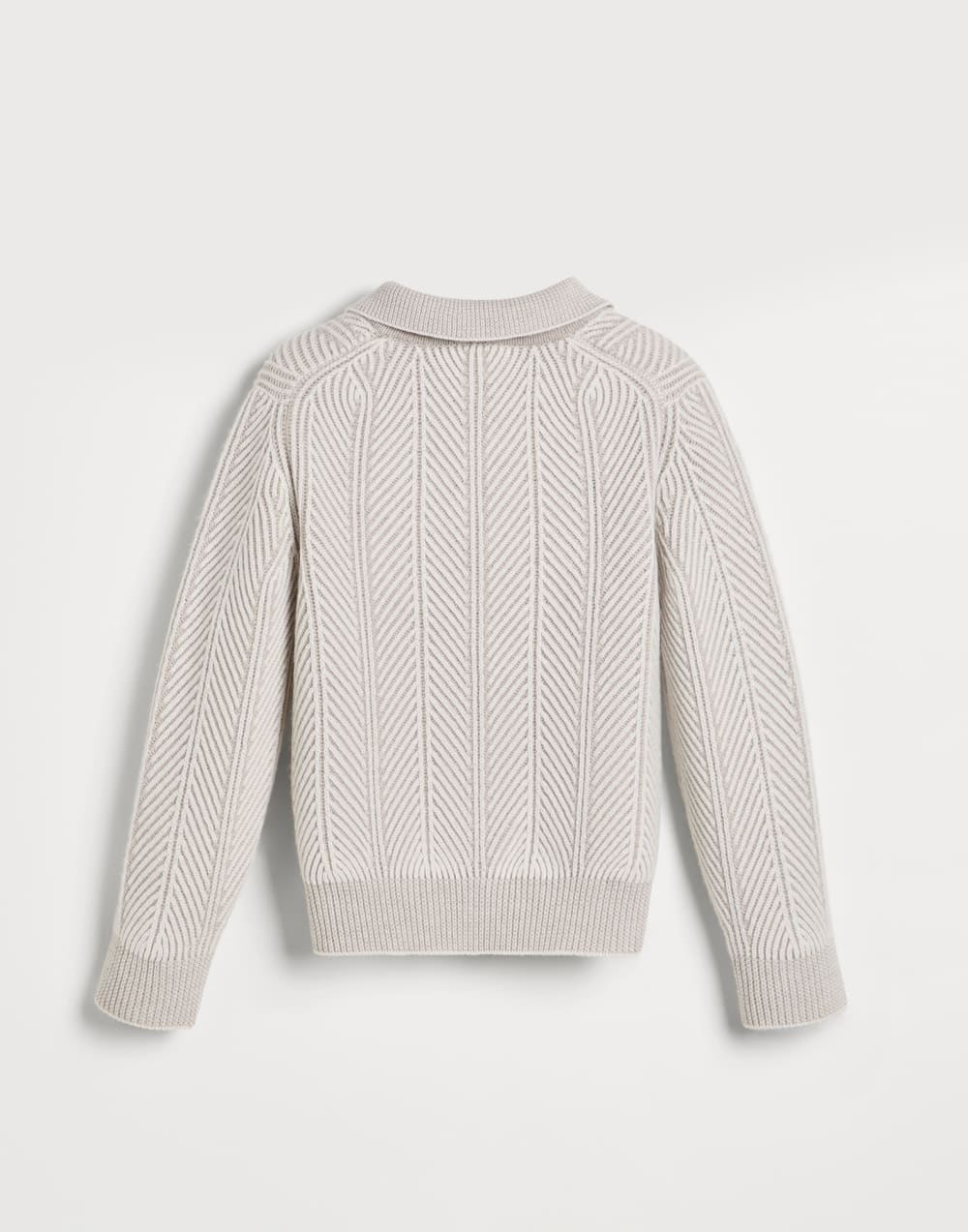 半拉链双线针织马球衫 巴拿马色 男童 - Brunello Cucinelli