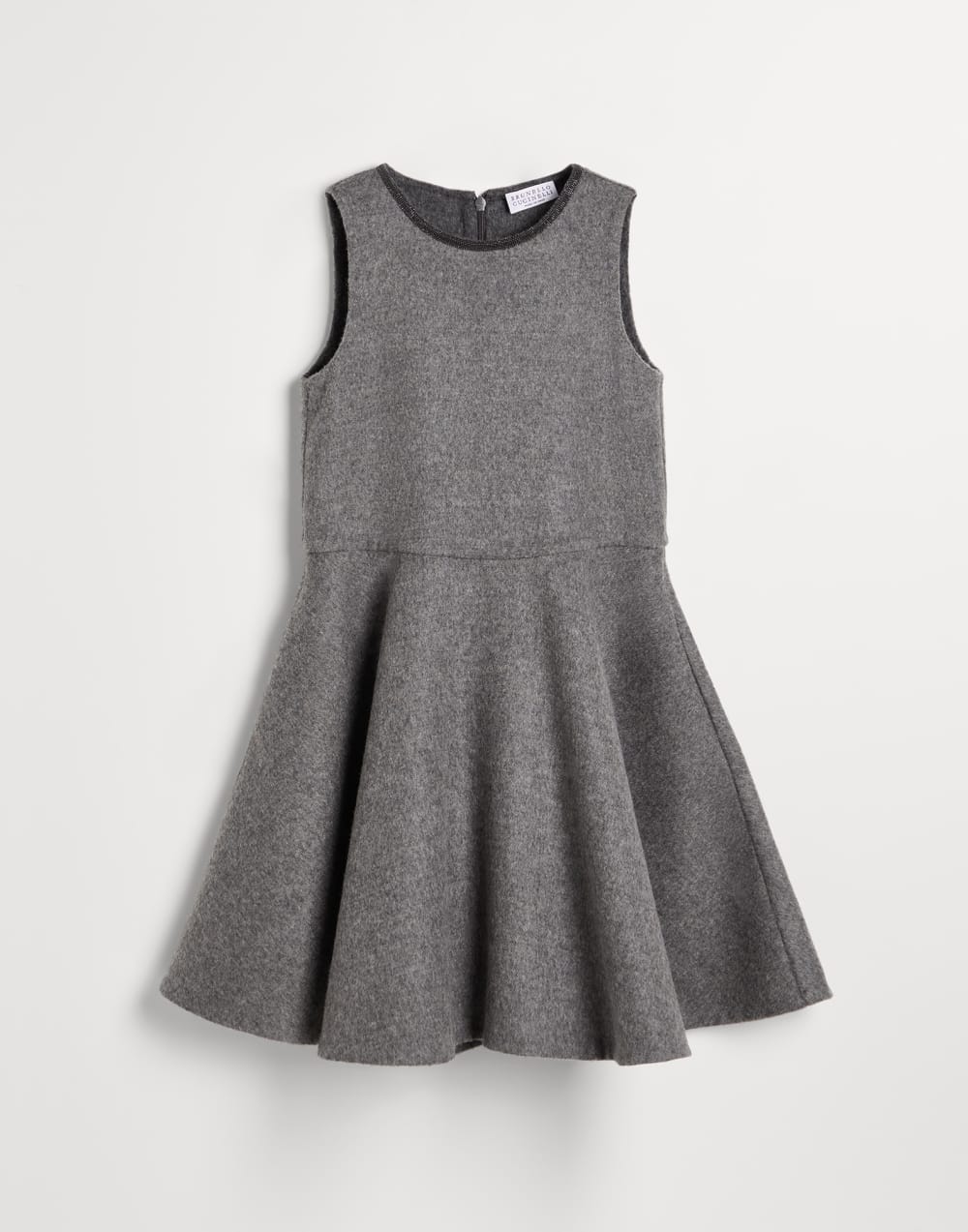 手工制作半伞形连衣裙 中灰 女童 - Brunello Cucinelli