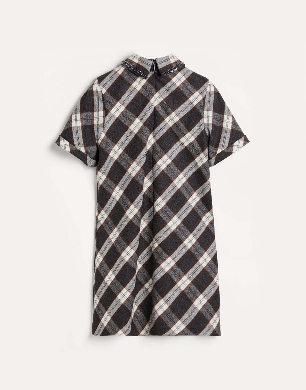 Dress with dazzling collar embroidery Dark Grey Girls - Brunello Cucinelli