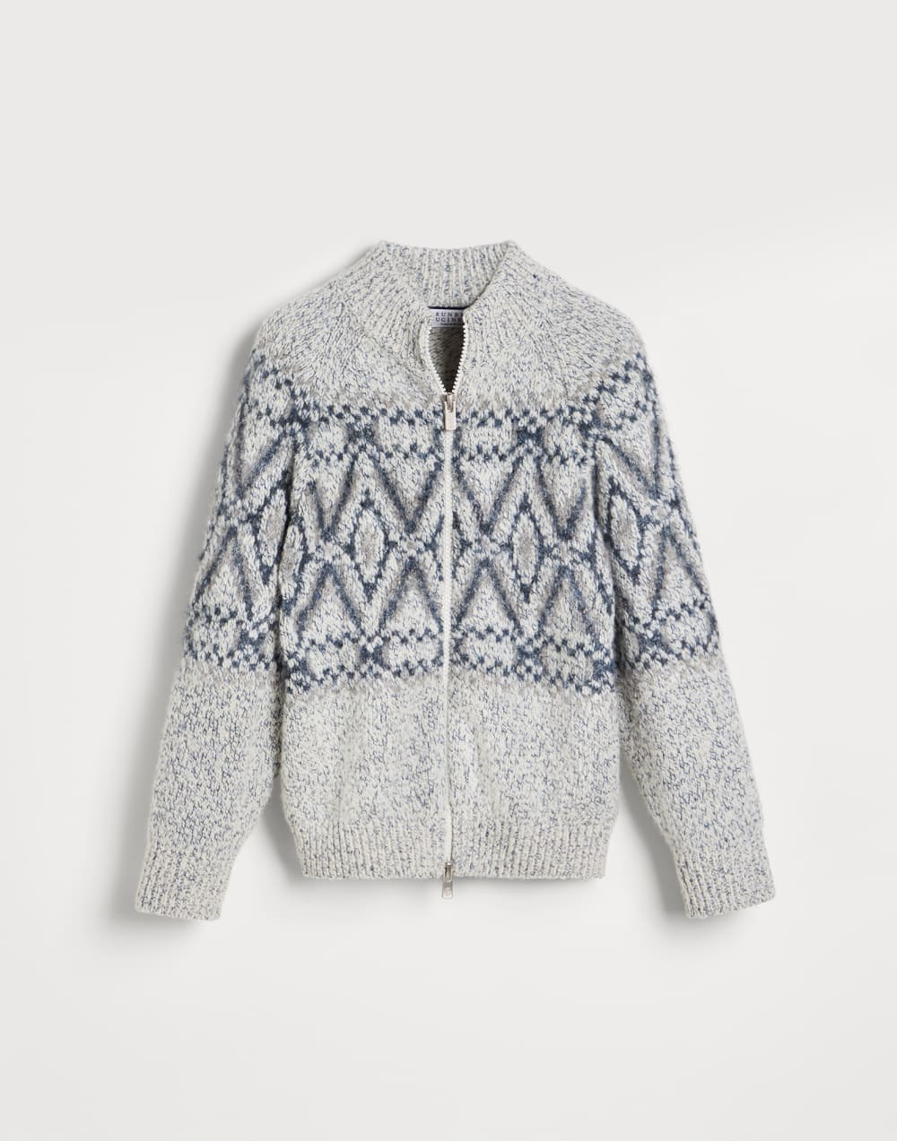 Geometric jacquard cardigan Grey Boys - Brunello Cucinelli
