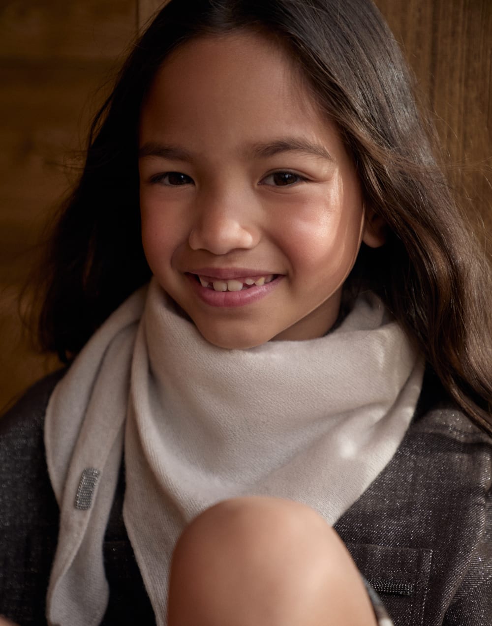 羊绒围巾 浅米色 女童 - Brunello Cucinelli