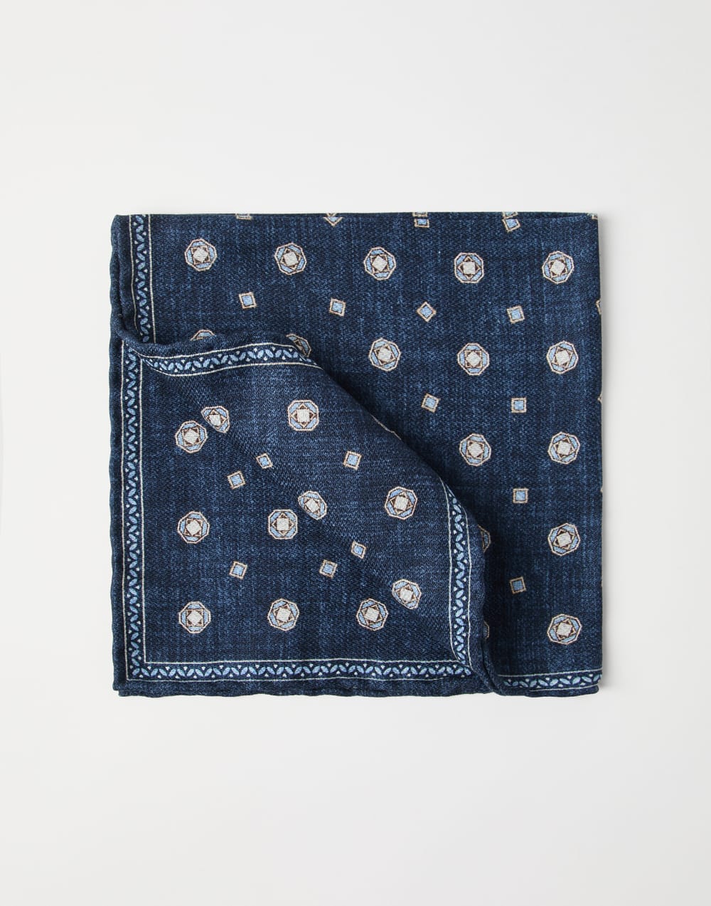Double-face pocket square Blue Man - Brunello Cucinelli