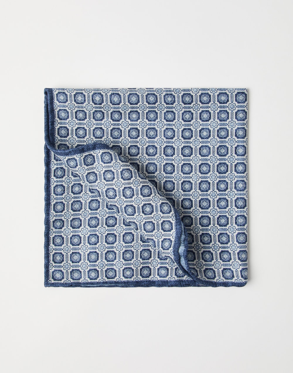 Pocket square with pattern Blue Man - Brunello Cucinelli