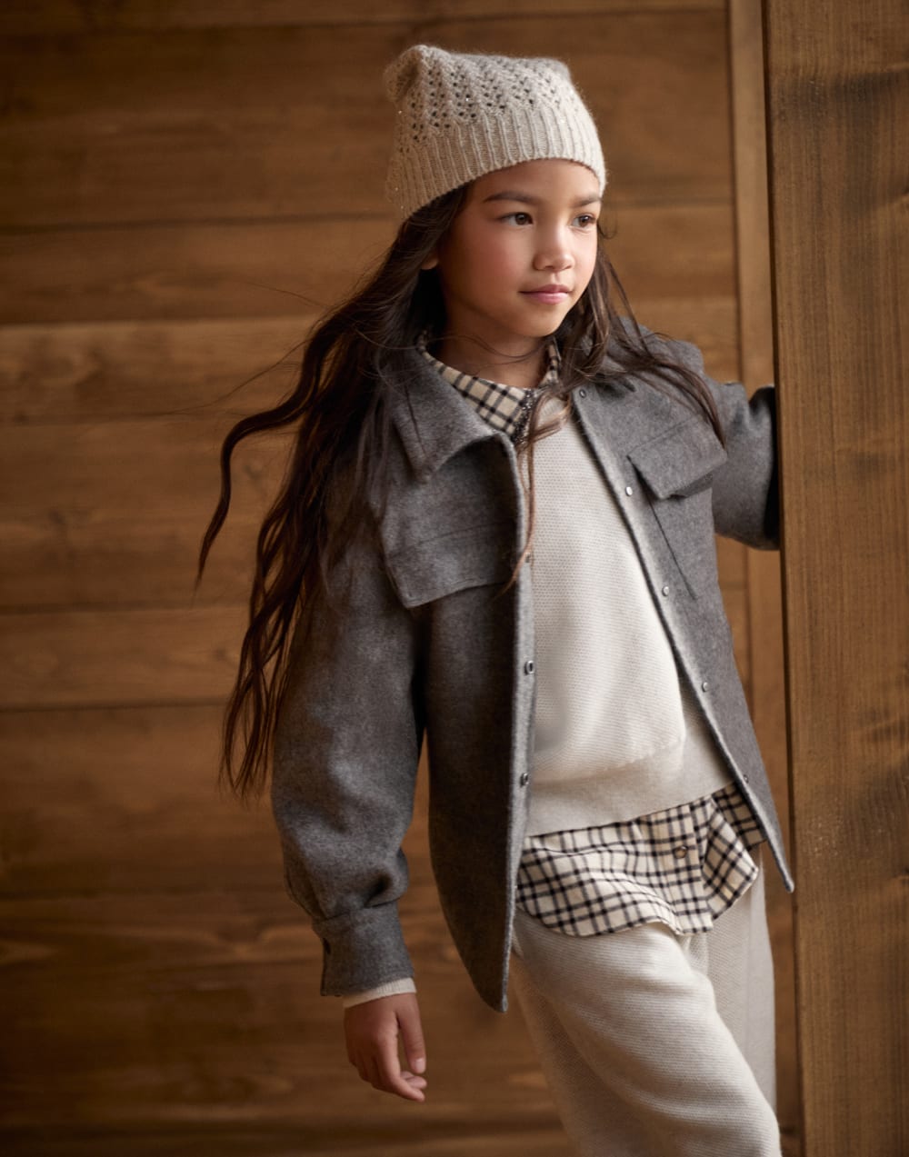 搭配腰带的衬衫 巴拿马色 女童 - Brunello Cucinelli