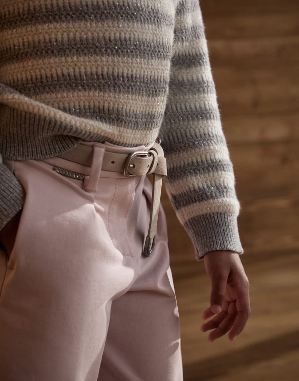 绒面革腰带 浅米色 女童 - Brunello Cucinelli