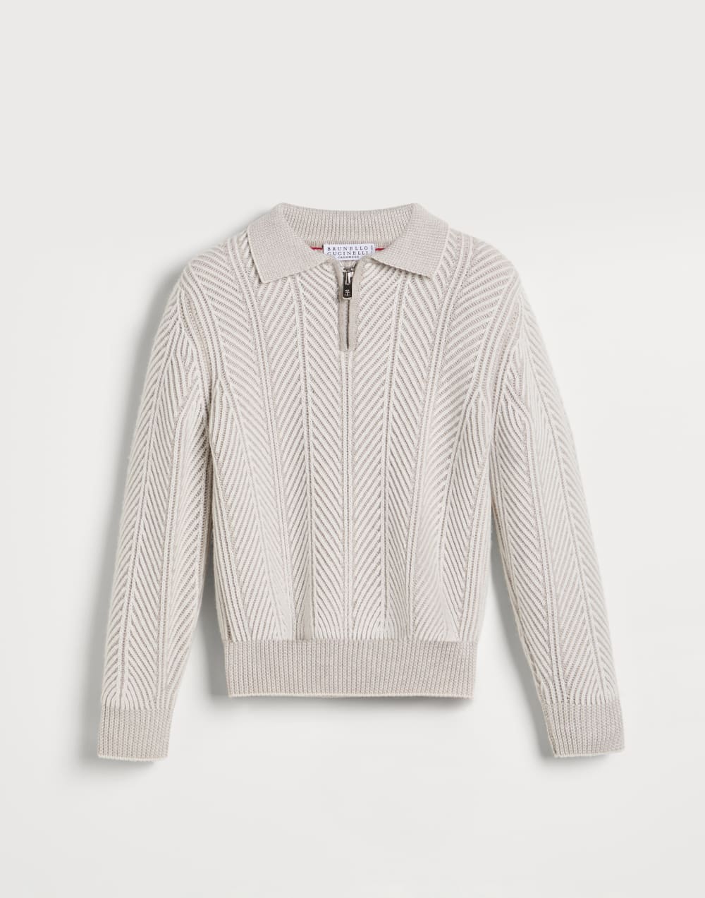 Поло платированной вязки с молнией Панама Мальчики - Brunello Cucinelli