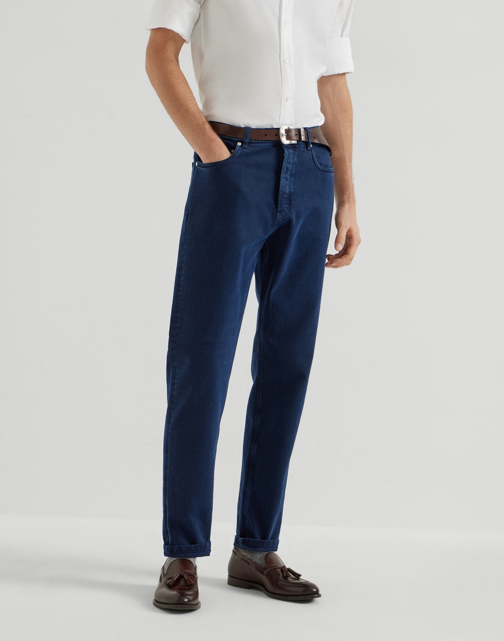 成衣染色牛仔裤 蓝色 男款 - Brunello Cucinelli