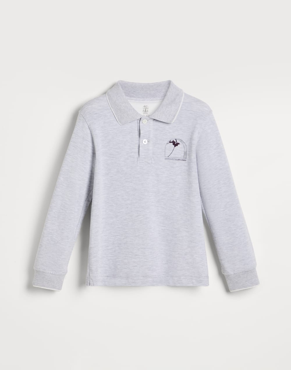 Поло из ткани пике Светло-Серый Мальчики - Brunello Cucinelli