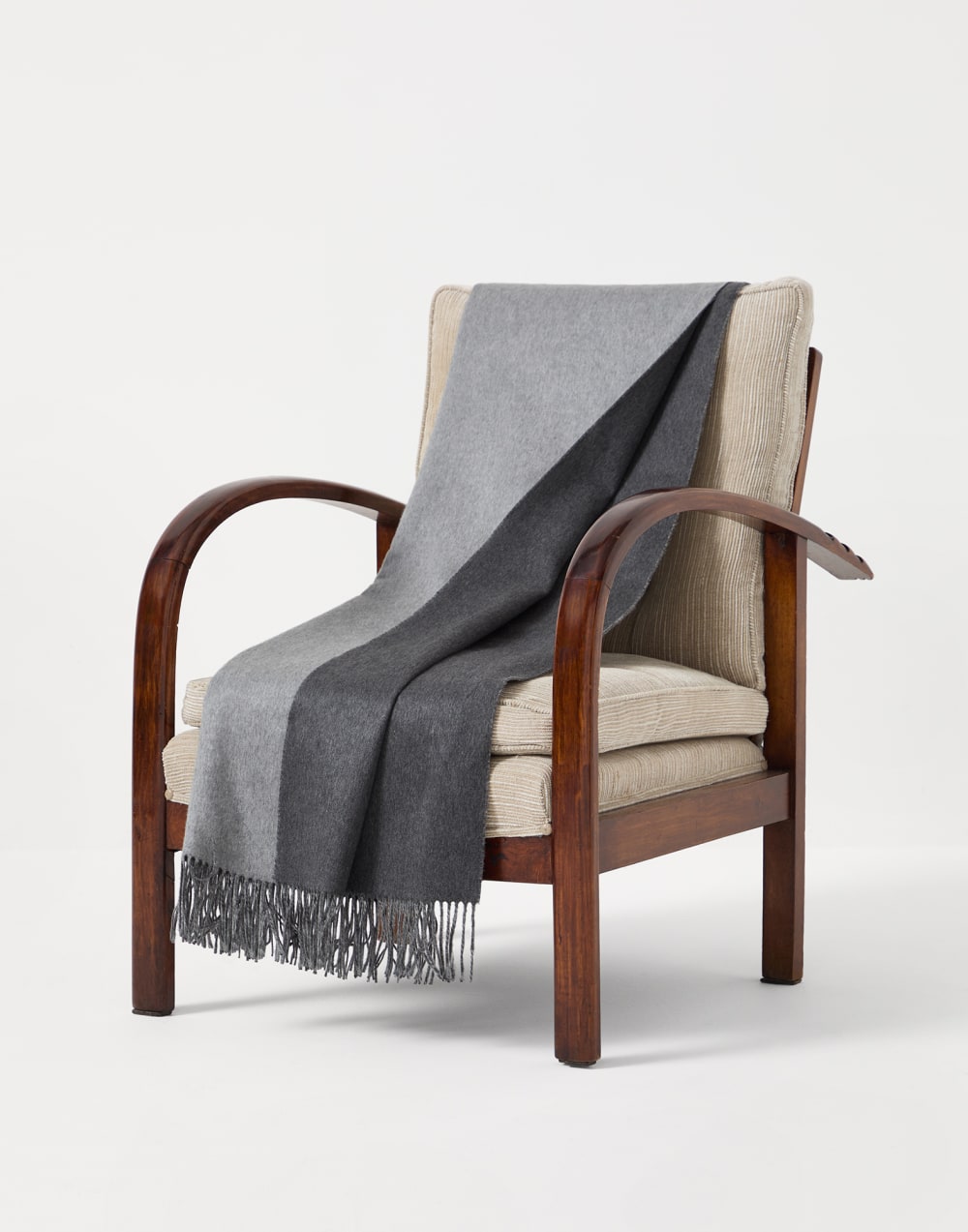 双层丝绸披毯 深灰 生活风格 - Brunello Cucinelli