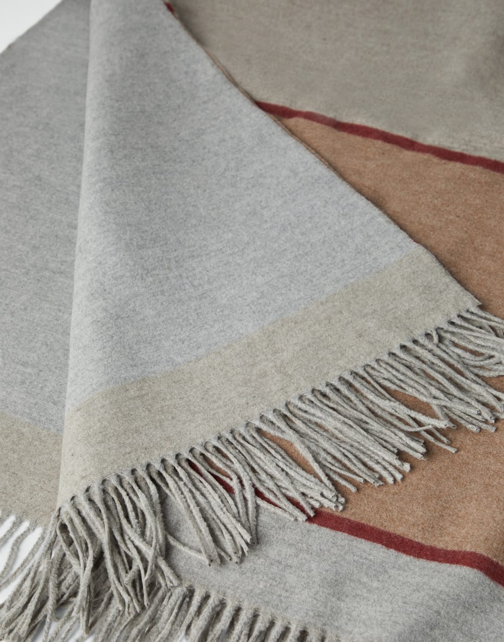 Plaid en soie à franges Beige Lifestyle - Brunello Cucinelli