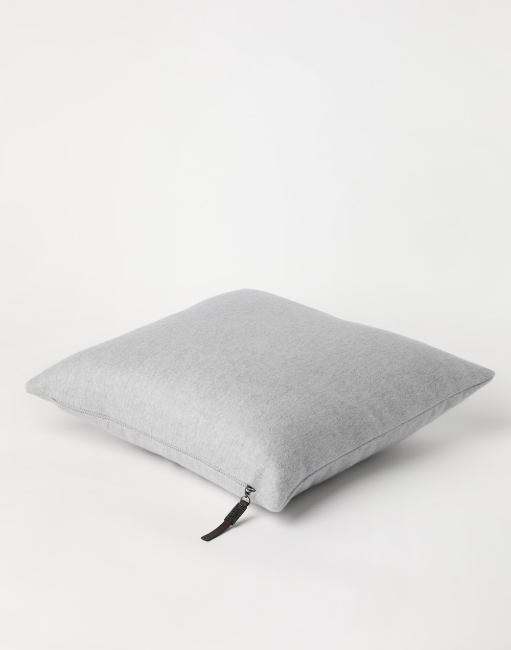 Cashmere beaver cloth large cushion Light Grey Lifestyle - Brunello Cucinelli