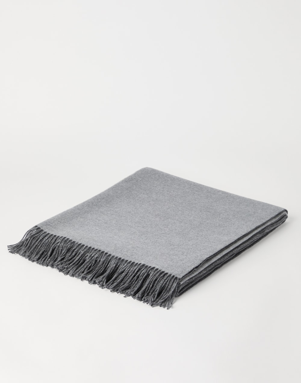 双面羊绒薄毛毯 浅灰 生活风格 - Brunello Cucinelli