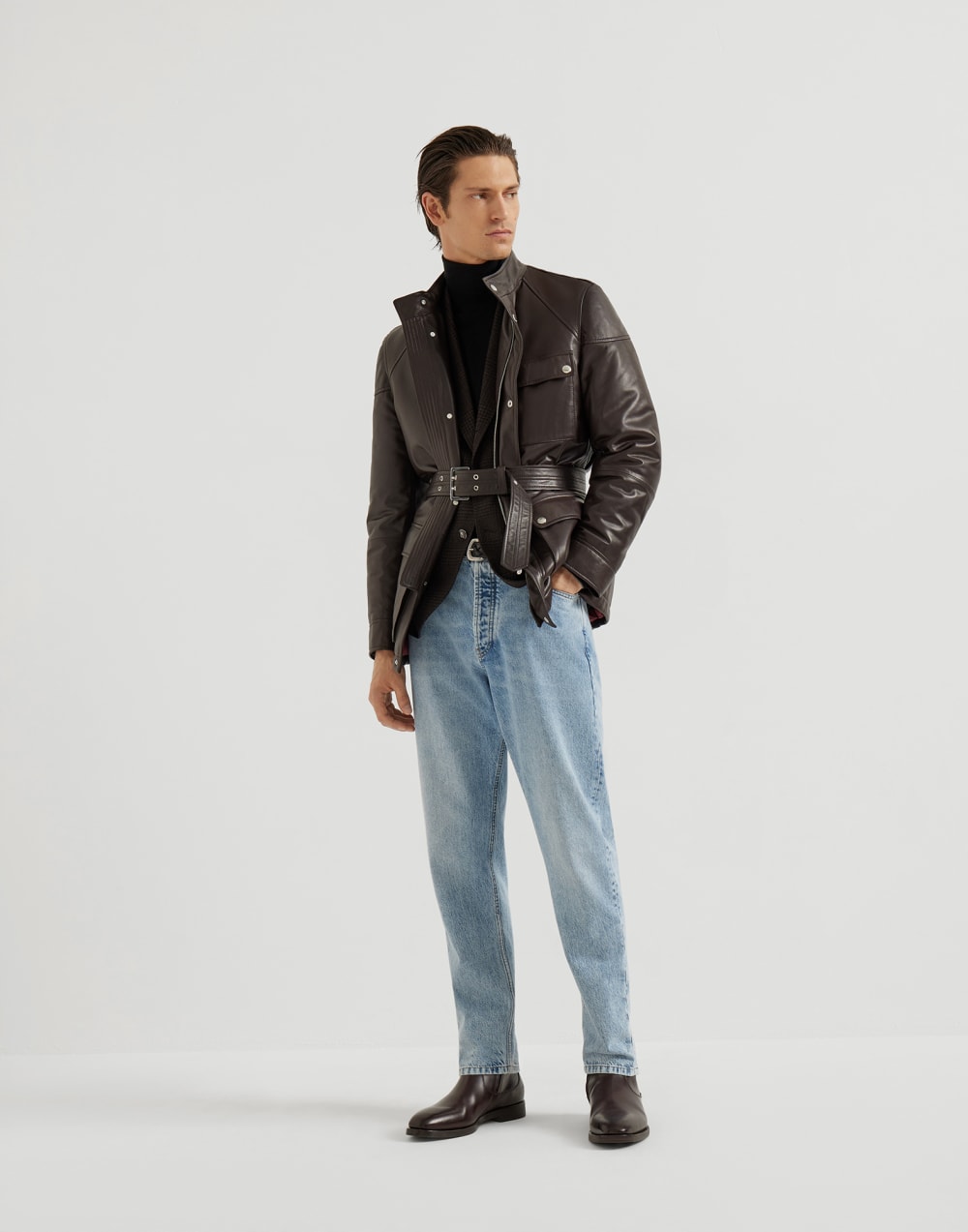 Cashmere and silk lightweight sweater Black Man - Brunello Cucinelli