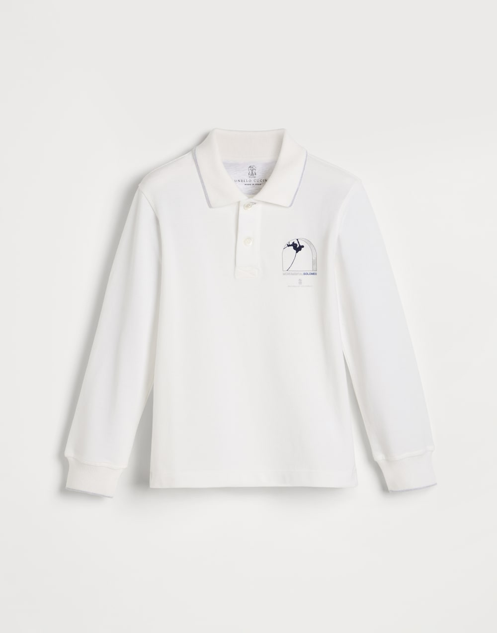 双珠地面料马球衫 白色 男童 - Brunello Cucinelli