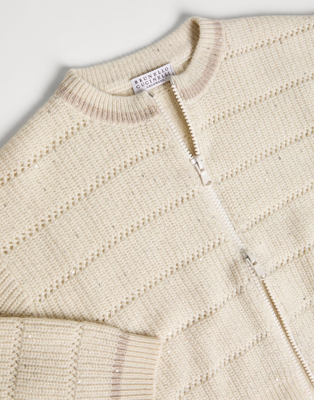 闪耀拉链开衫 巴拿马色 女童 - Brunello Cucinelli