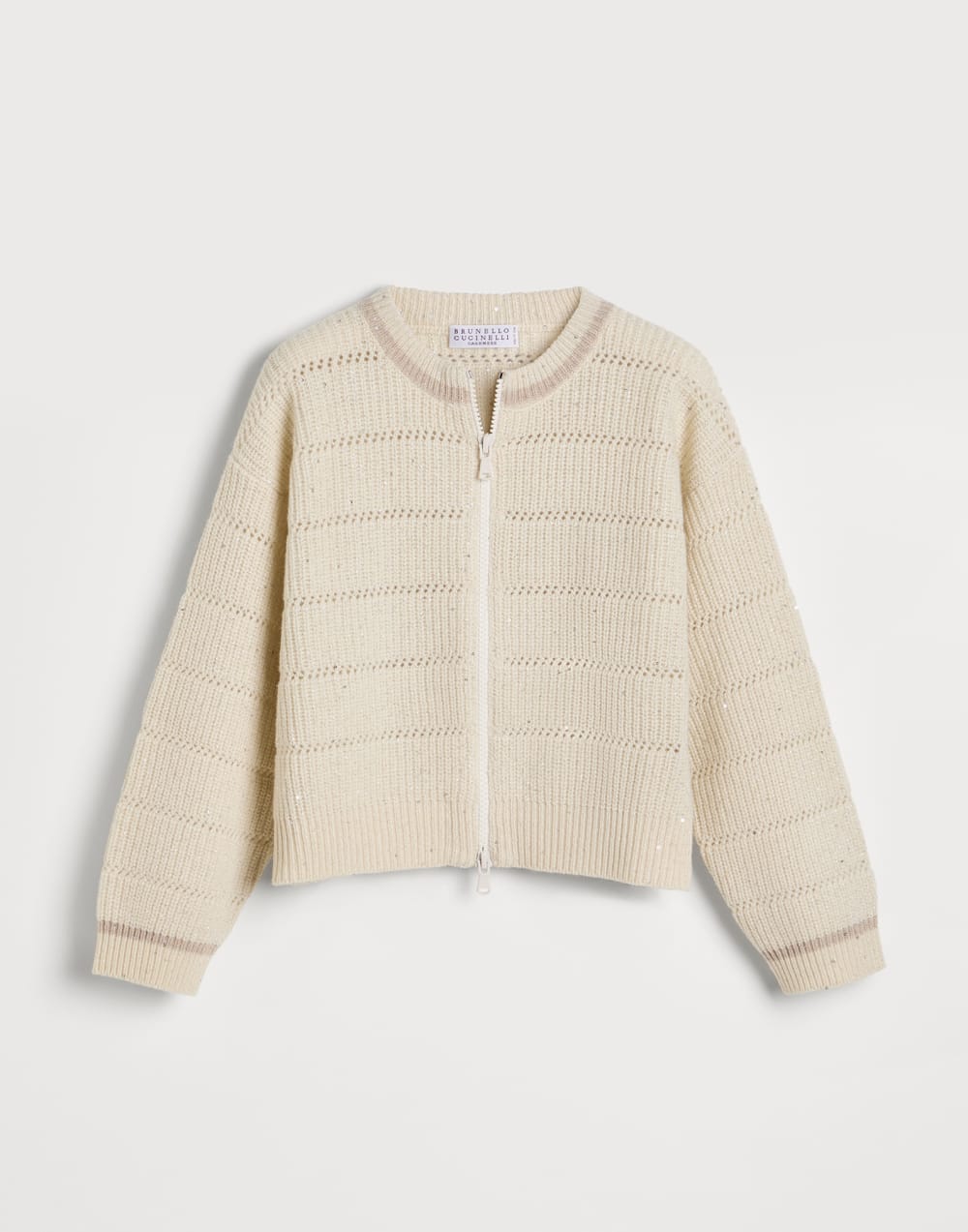 闪耀拉链开衫 巴拿马色 女童 - Brunello Cucinelli