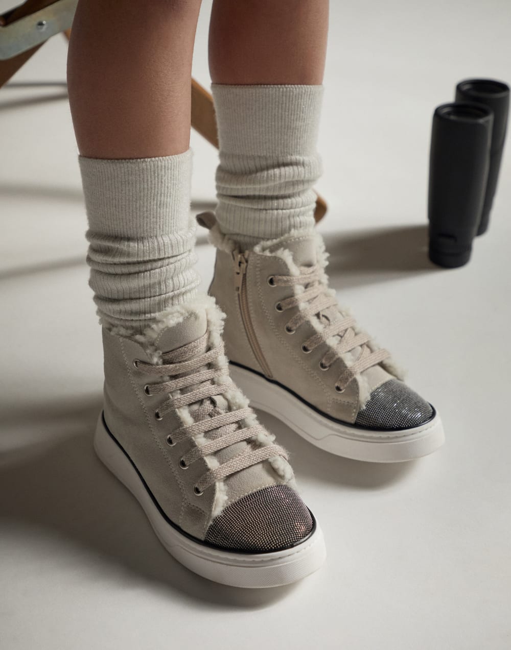 Sparkling knit socks Off-White Girls - Brunello Cucinelli