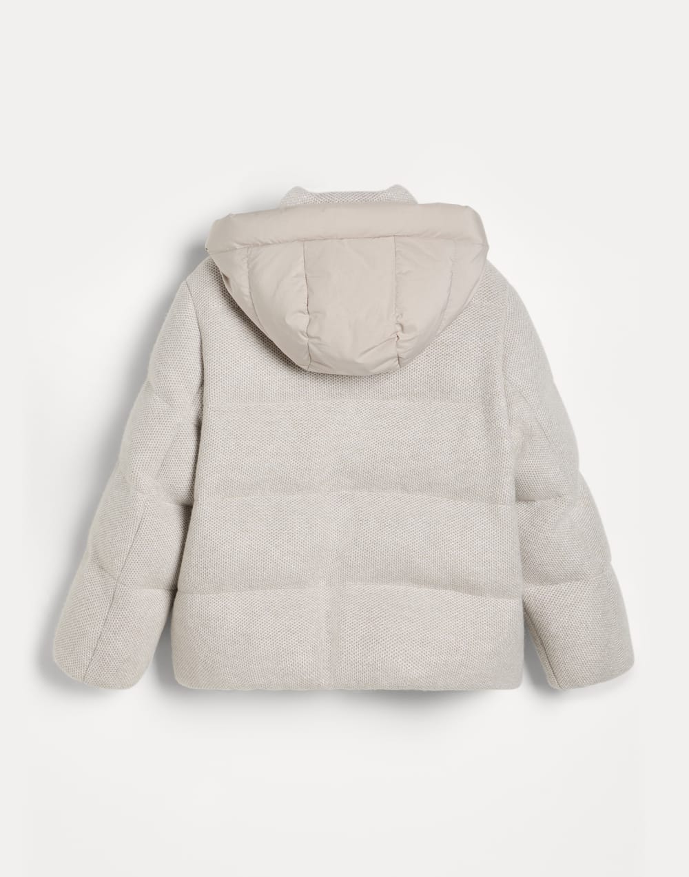 针织羽绒外套，隐藏式兜帽 浅米色 女童 - Brunello Cucinelli