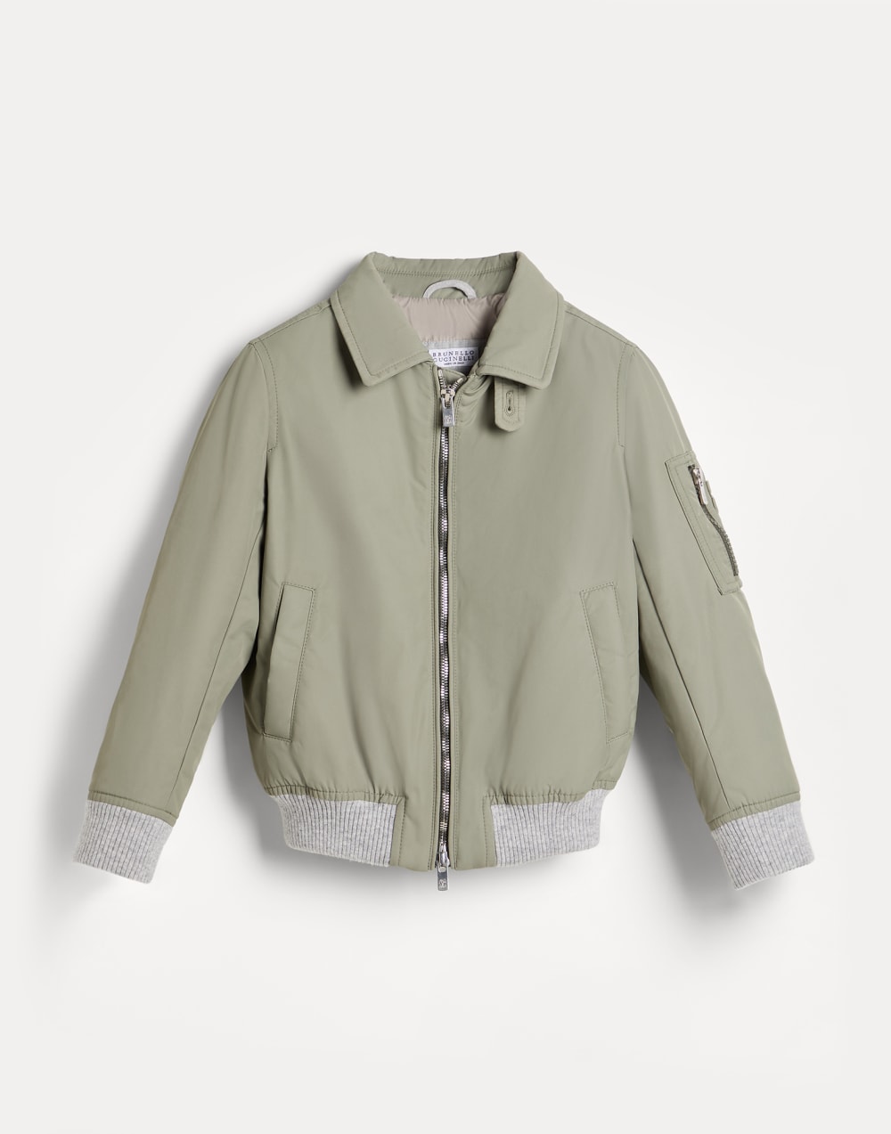 Bomber jacket with padding Khaki Boys - Brunello Cucinelli