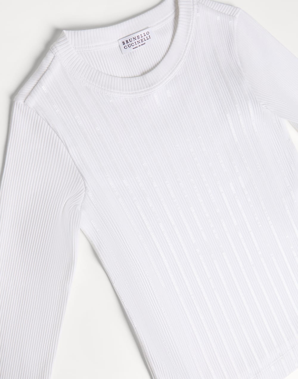 T-shirt with dazzling stripe embroidery White Girls - Brunello Cucinelli